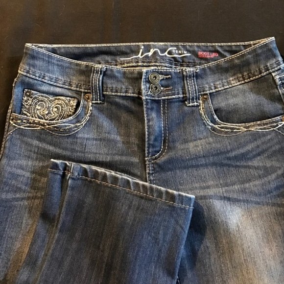 INC International Concepts Denim - INC crystal stud boot leg jeans, size 4